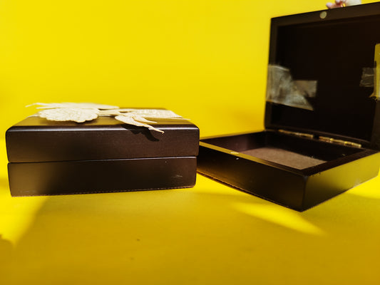 Golden Floral Brown Coin Box