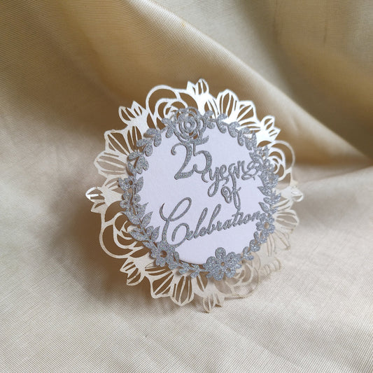 25 Years of Togetherness Laser-Cut Floral Tag Set of 10
