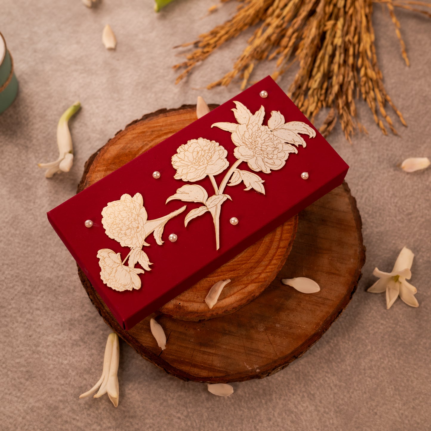 Floral Soft Cash Box Red set of 2