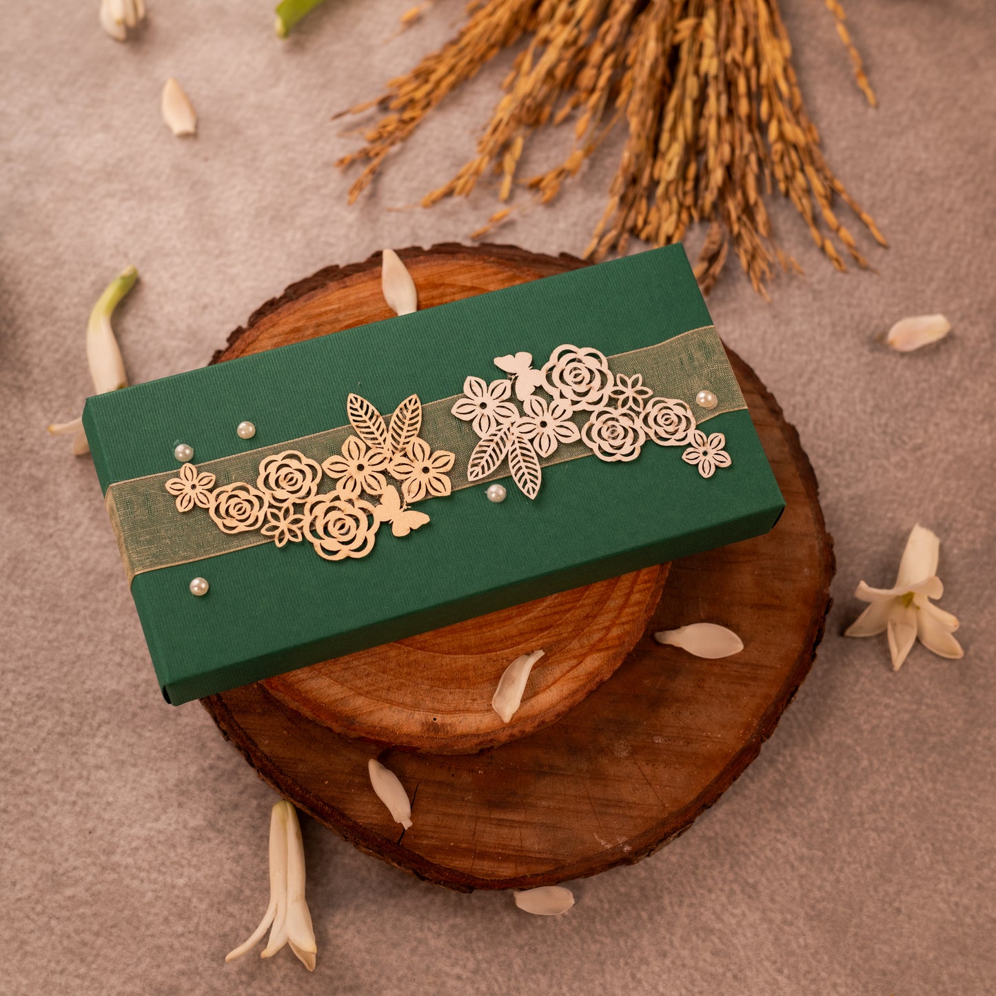 Floral Soft Cash Box Green set of 2