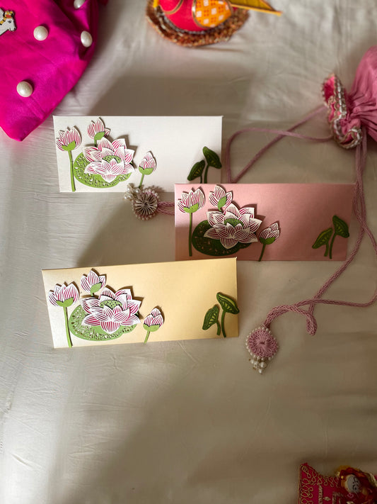 3D Lotus - Lazer Patchwork Envelope -set of 10 ( Delivery in 6 days )