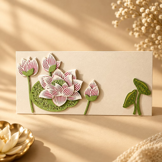 Shagan Envelope with lotus and buds cutouts