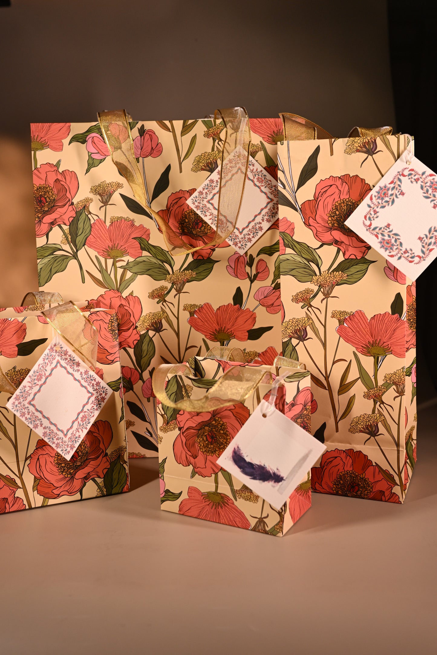 Orange Bloom bag Set of 4