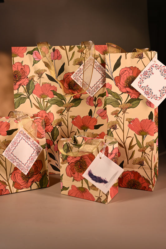 Orange Bloom bag Set of 4