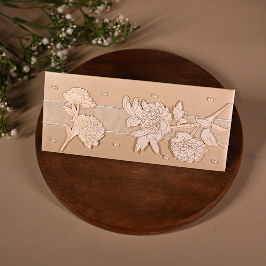 Elegant Floral Silver envelop with ribbon set-10