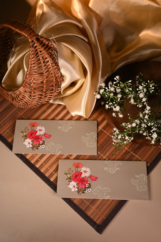 Floral bunch Grey envelope Set-10