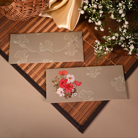 Floral Bunch Grey Envelope - Set of 10