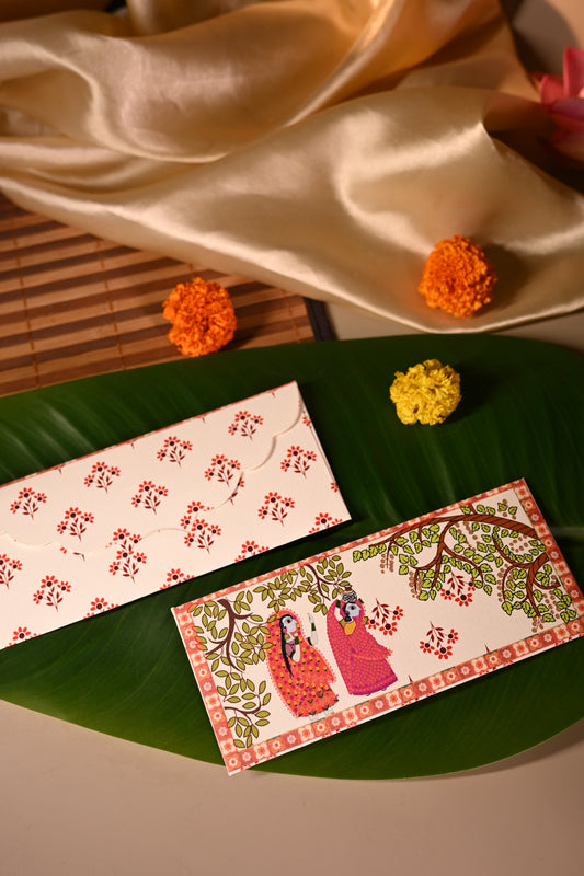 Madhubani white envelope Set- 10