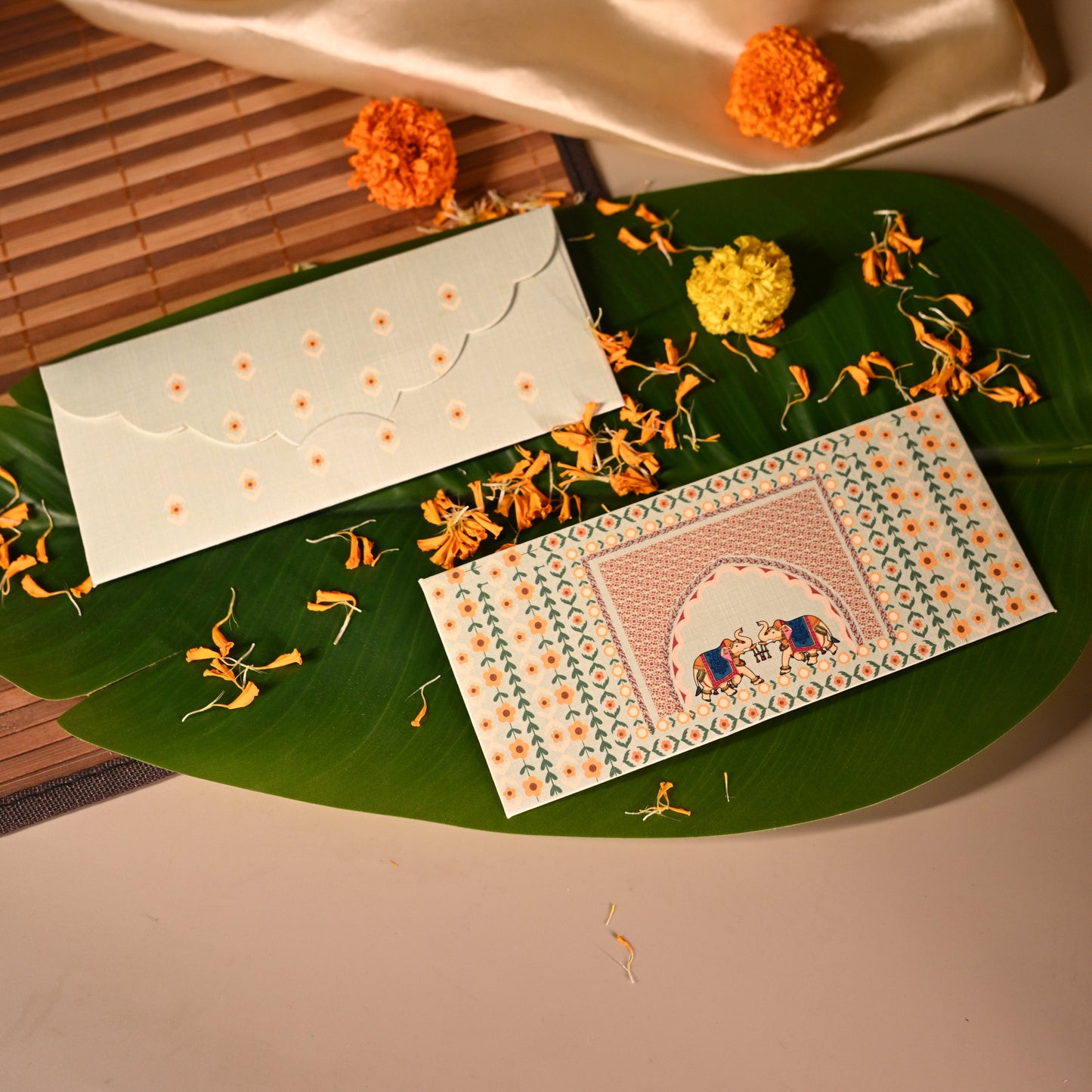 Sagun Envelope Blossom Earth Elephant Mint Green - Set of 10