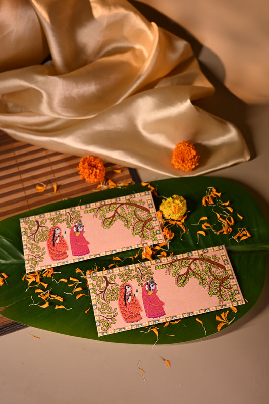 Madhubani pink envelopes.  Set- 10