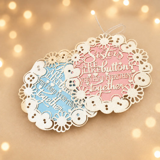 Brother Sister round Gift tag with laser cut work