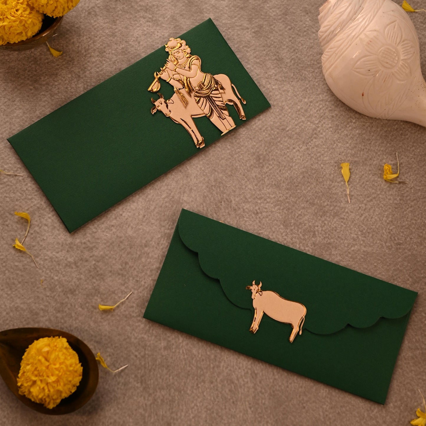 Cow Krishna Embossed Envelope set of 10