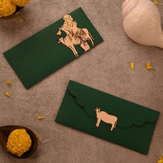 Cow Krishna Embossed Envelope set of 10