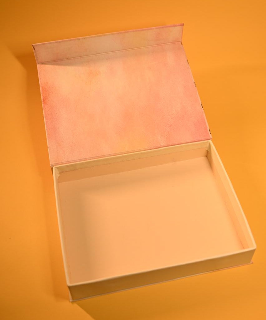 Gift Box, Sweet Box in soft pink colour with golden floral motifs