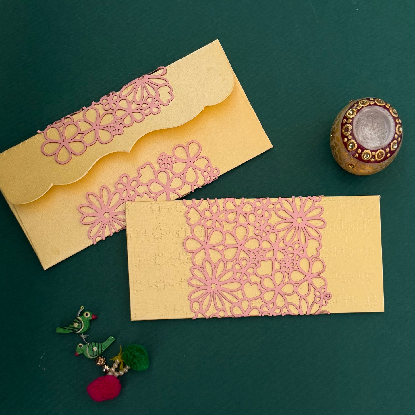 Floral Net Pink Envelop Set-5