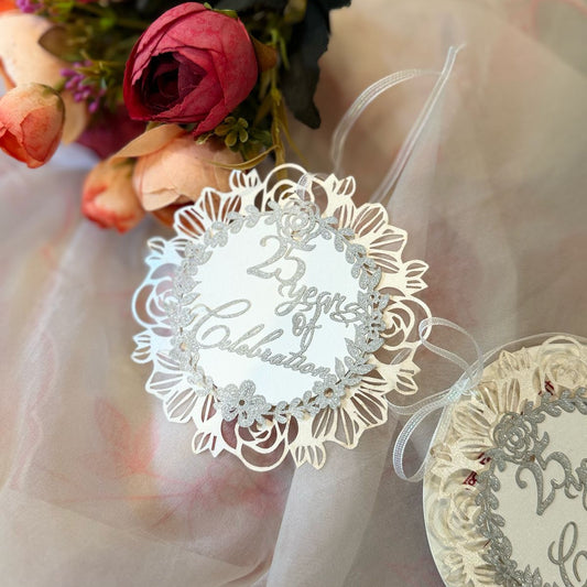 25 Years of Togetherness Laser-Cut Floral Tag Set of 10