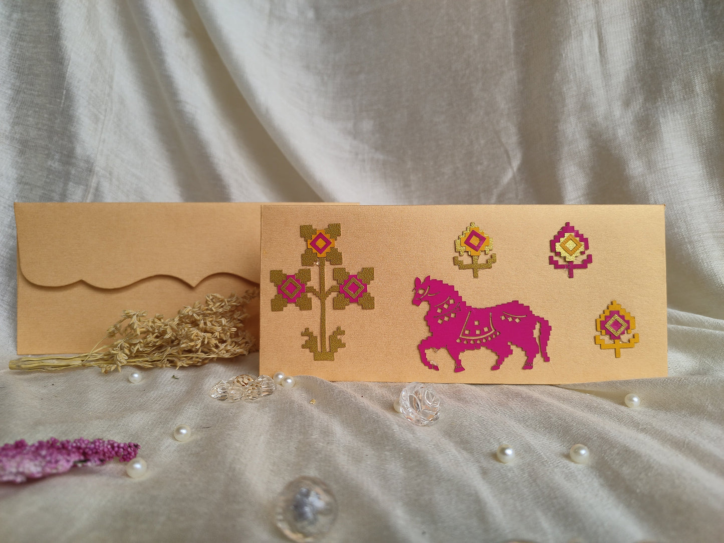 Ikkat - Laser Patchwork Envelope-set of 20