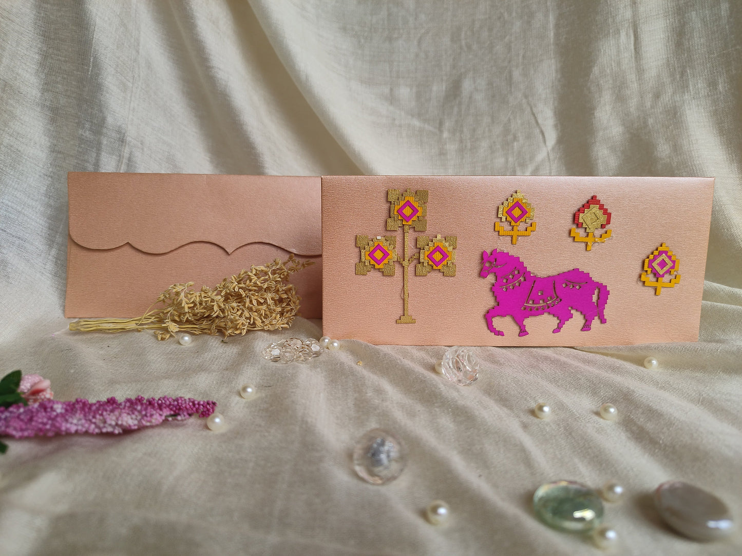 Ikkat - Laser Patchwork Envelope-set of 20