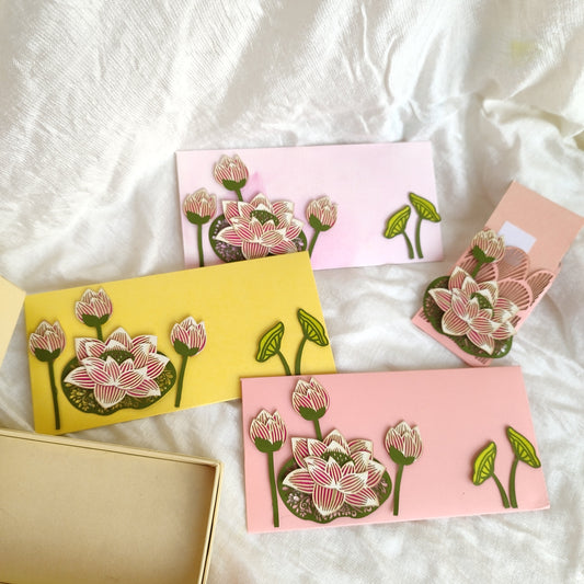 3D Lotus - Lazer Patchwork Envelope -set of 10