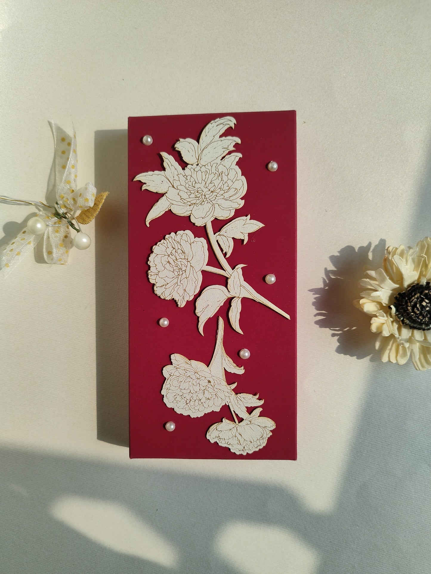 Floral Soft Cash Box Red set of 2