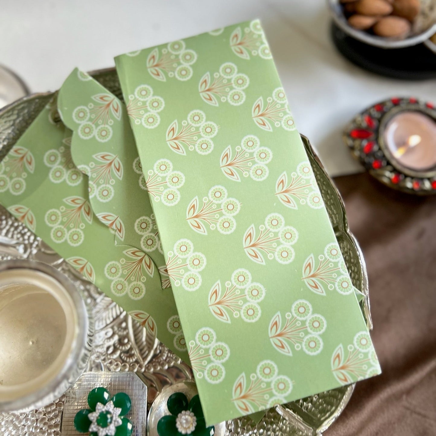 Olive floral Printed envelop -Set of 10
