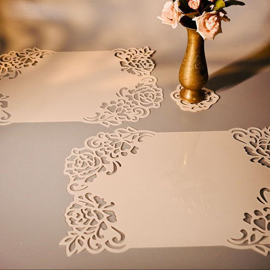 Pearl Acrylic placemat with floral cutting border