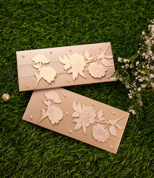 Elegant Floral Silver envelop with ribbon set-10