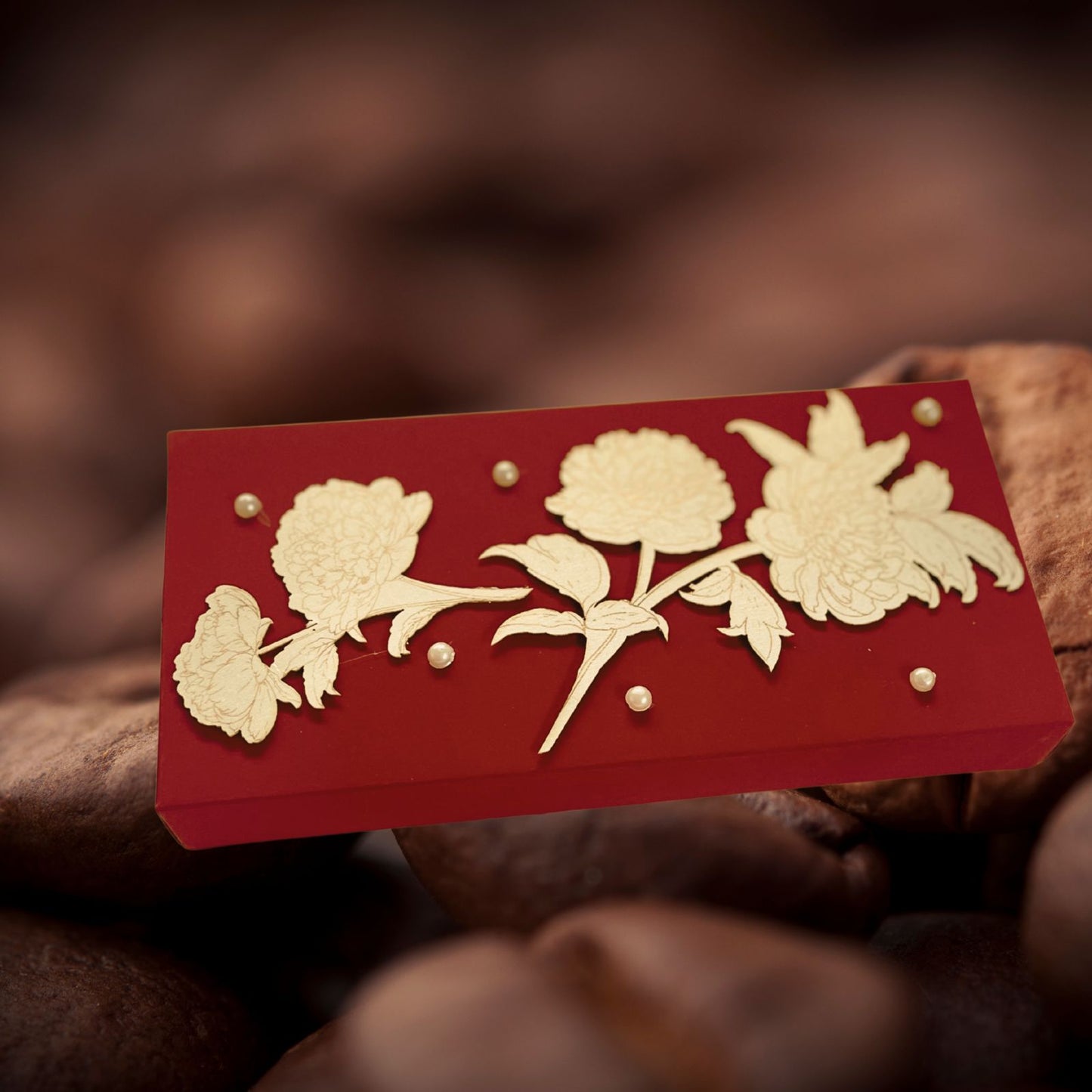 Gold Line Flower Red Colour Soft Cash Box - Set of 2