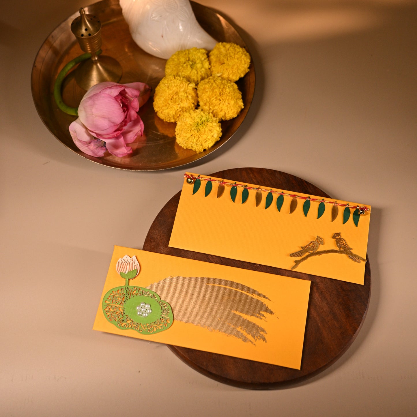 Nature ensemble box with yellow background and parrot design