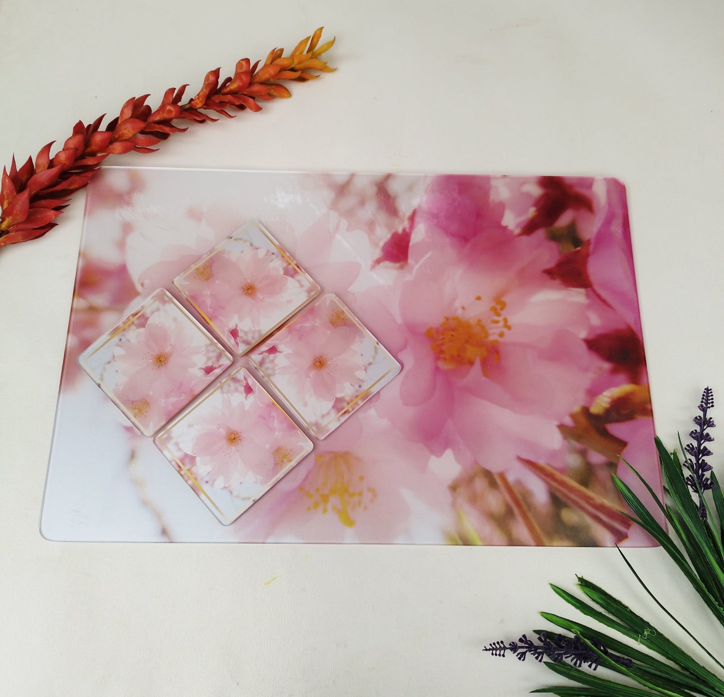 Pink Floral Table mat set