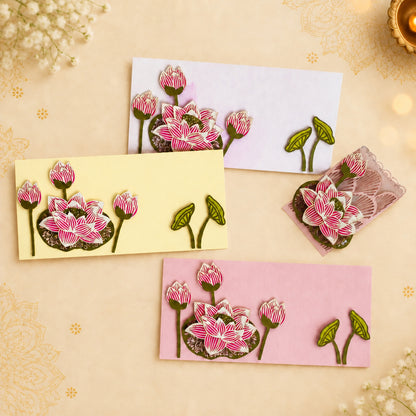 Shagan Envelope with lotus and buds cutouts