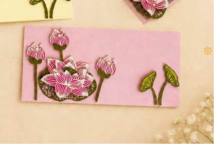 3D Lotus Lazer Patchwork Envelope- Set of 10