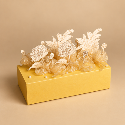 3D Floral Gaddi Box with transparent bag