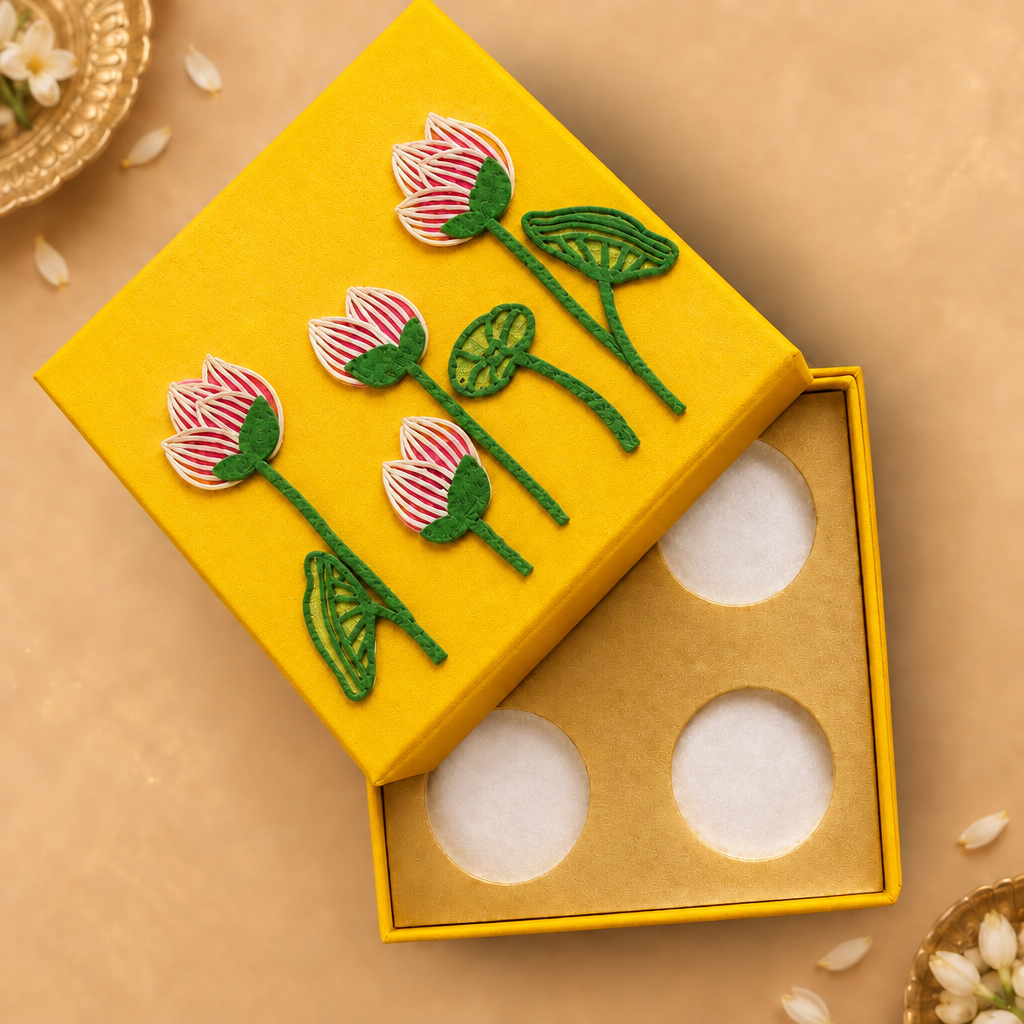 Gold / Silver Coin box  3D Lotus (Pack of 2)