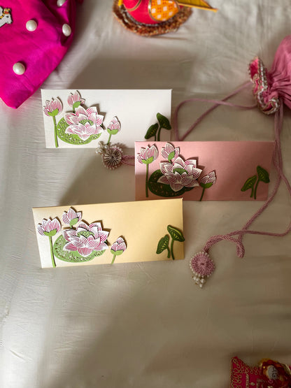 3D Lotus - Lazer Patchwork Envelope -set of 5 ( Delivery in 6 days )