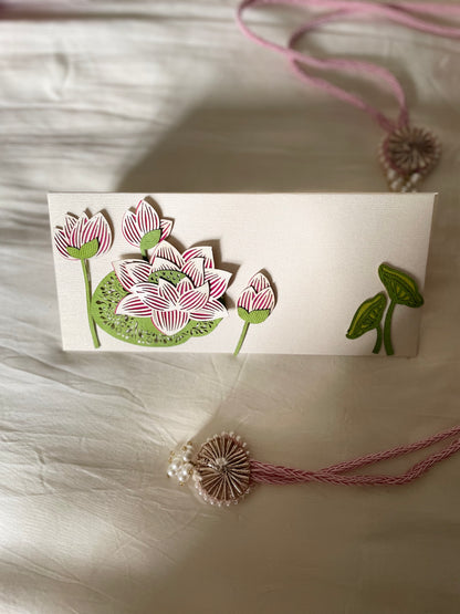 3D Lotus - Lazer Patchwork Envelope -set of 5 ( Delivery in 6 days )