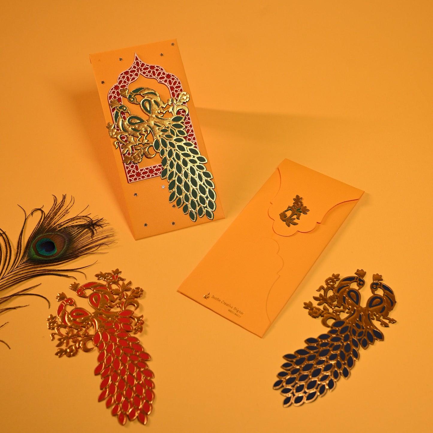 Jharokha Peacock Envelop - Set of 5