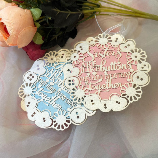 Brother Sister round Gift tag with laser cut work