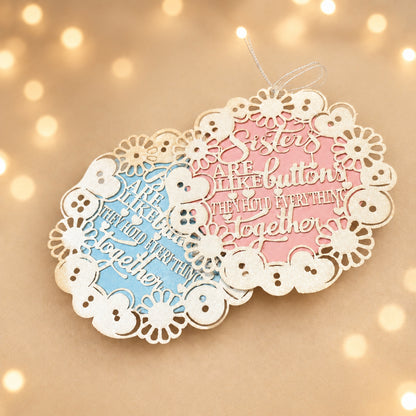 Brother Sister round Gift tag with laser cut work
