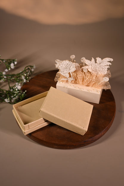 3D design coin box or jewellery box decorated with standing flower and transparent bag