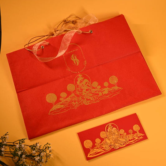 Customised Gift bag with radha krishana gold print