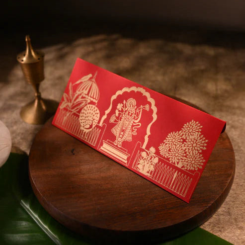 Tanjore and gold print Shrinathji Sagun Envelope