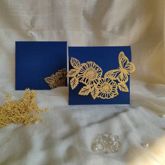 Butterfly Flap Small Envelope Blue - set of 5