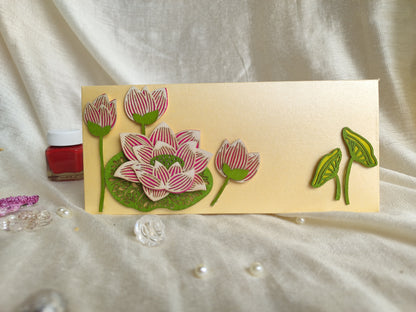 3D Lotus - Lazer Patchwork Envelope -set of 5 ( Delivery in 6 days )