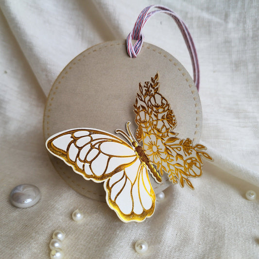 3D Butterfly emboss Gift Tag -Set of 5