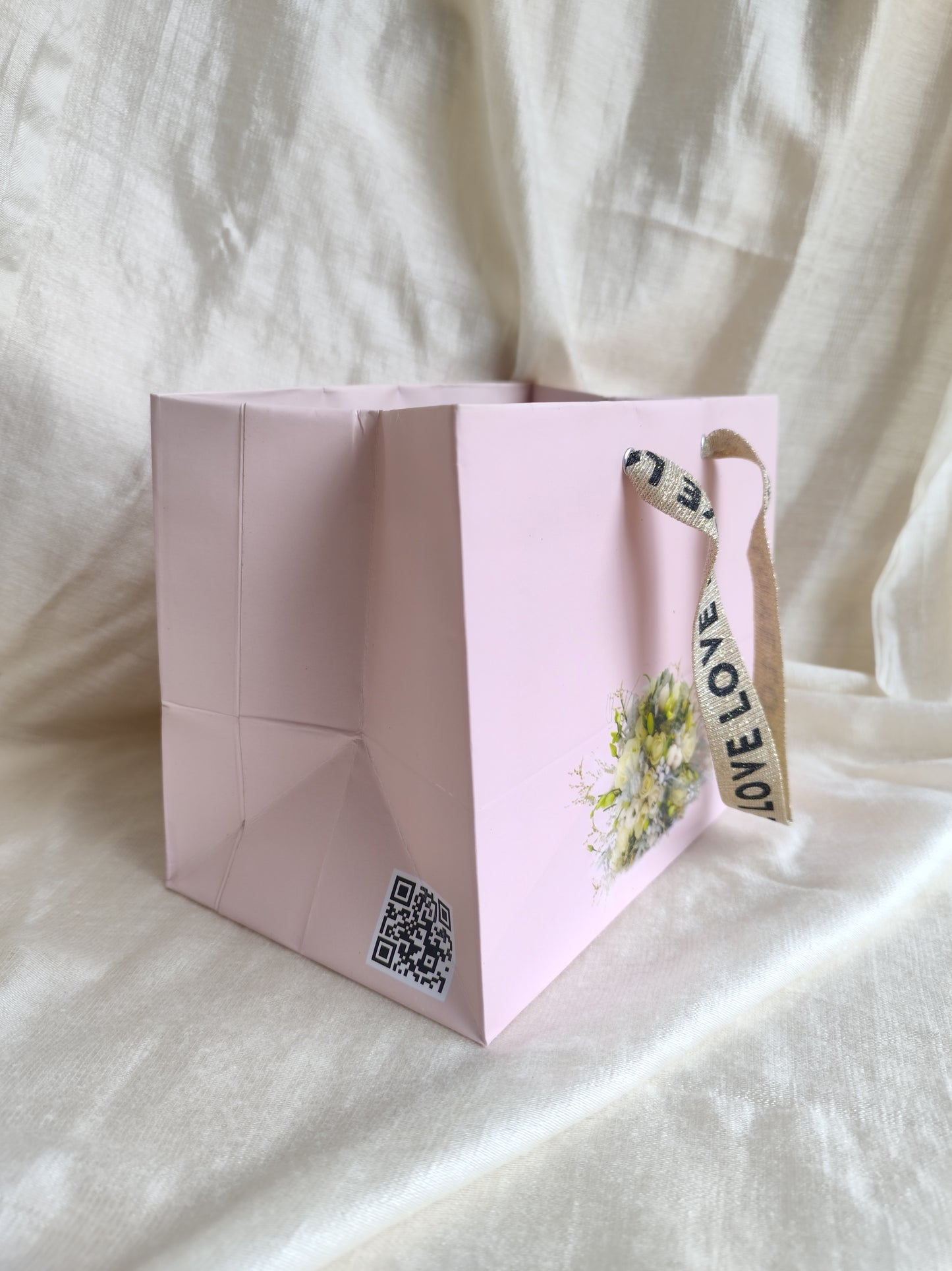 Pink Flower love Ribbon bag -Set of 4