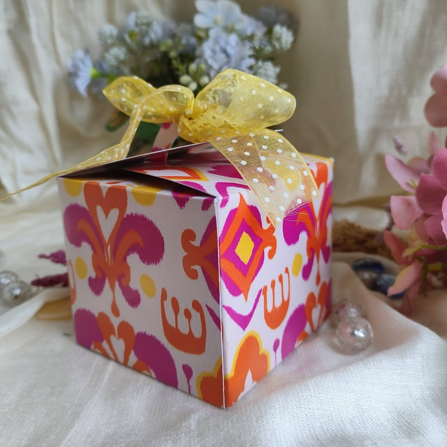 Printed Decorative Folding gift Boxes - Set of 2 pink