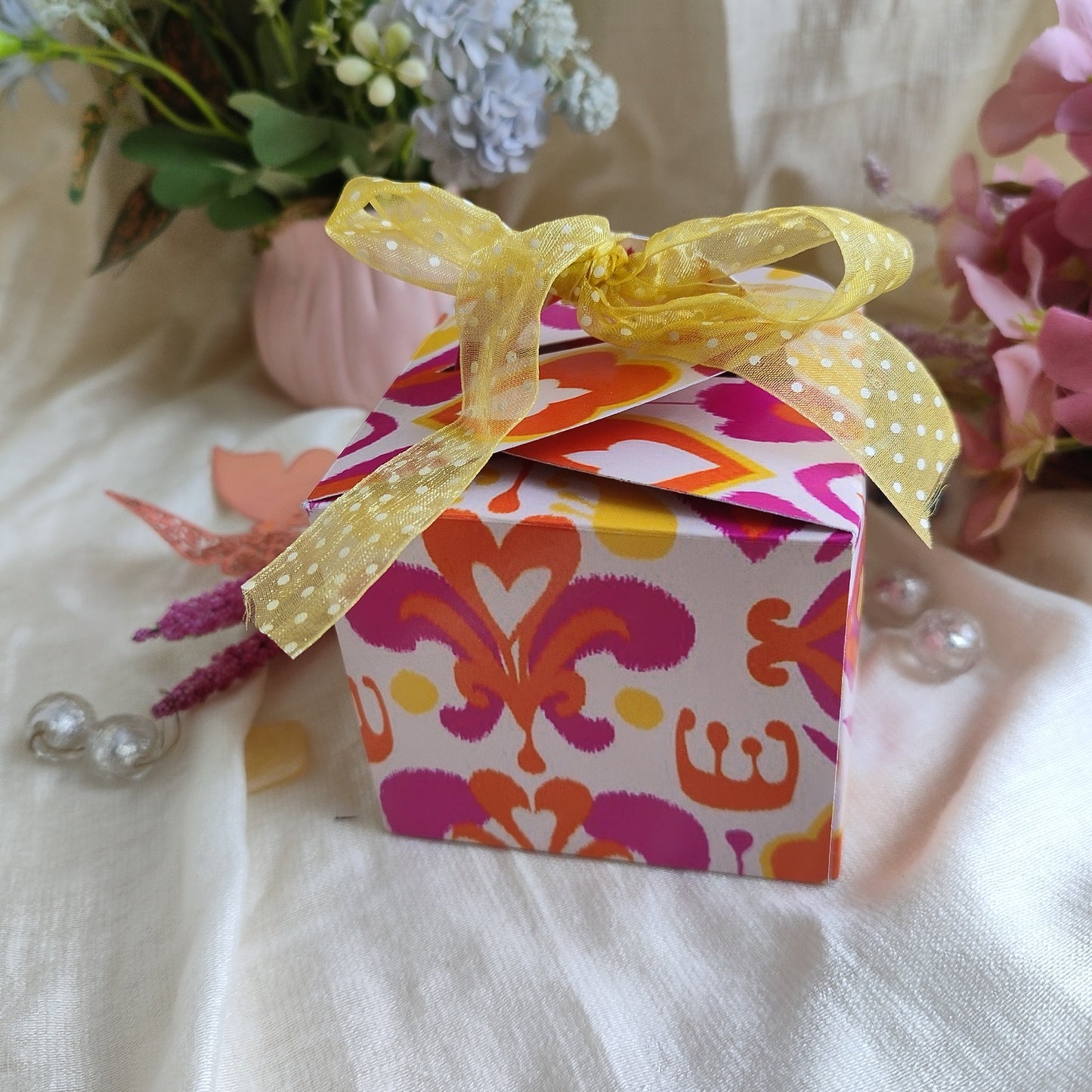 Printed Decorative Folding gift Boxes - Set of 2 pink