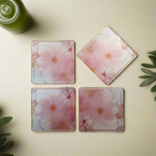 Pink Floral Coaster set