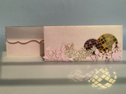 Disco ball with Pink Floral Envelop set- 10